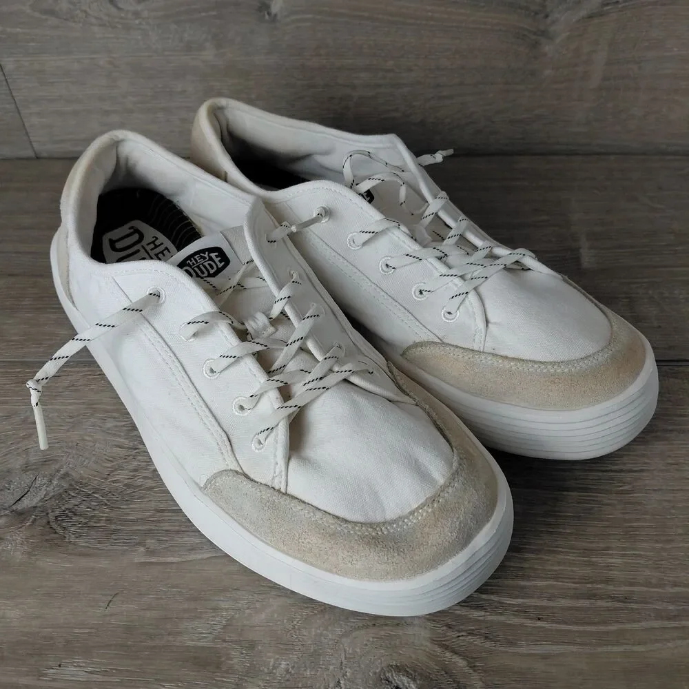Hey Dude Shoes Mens 11 White Two Tone Cody M Essentials Casual Lace Up Sneakers